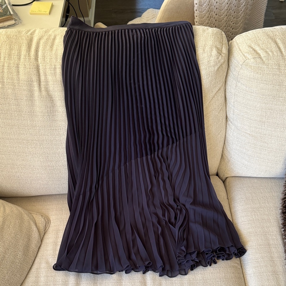 Reiss Navy Pleated Midi Skirt